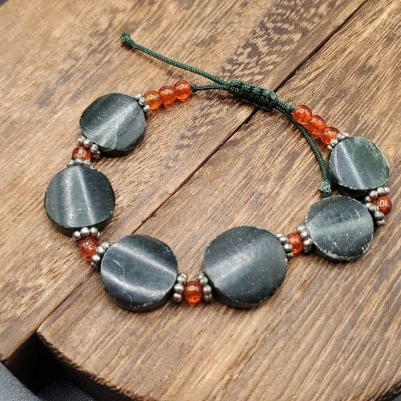 B2830 jade antique citrine beaded bracelet‎